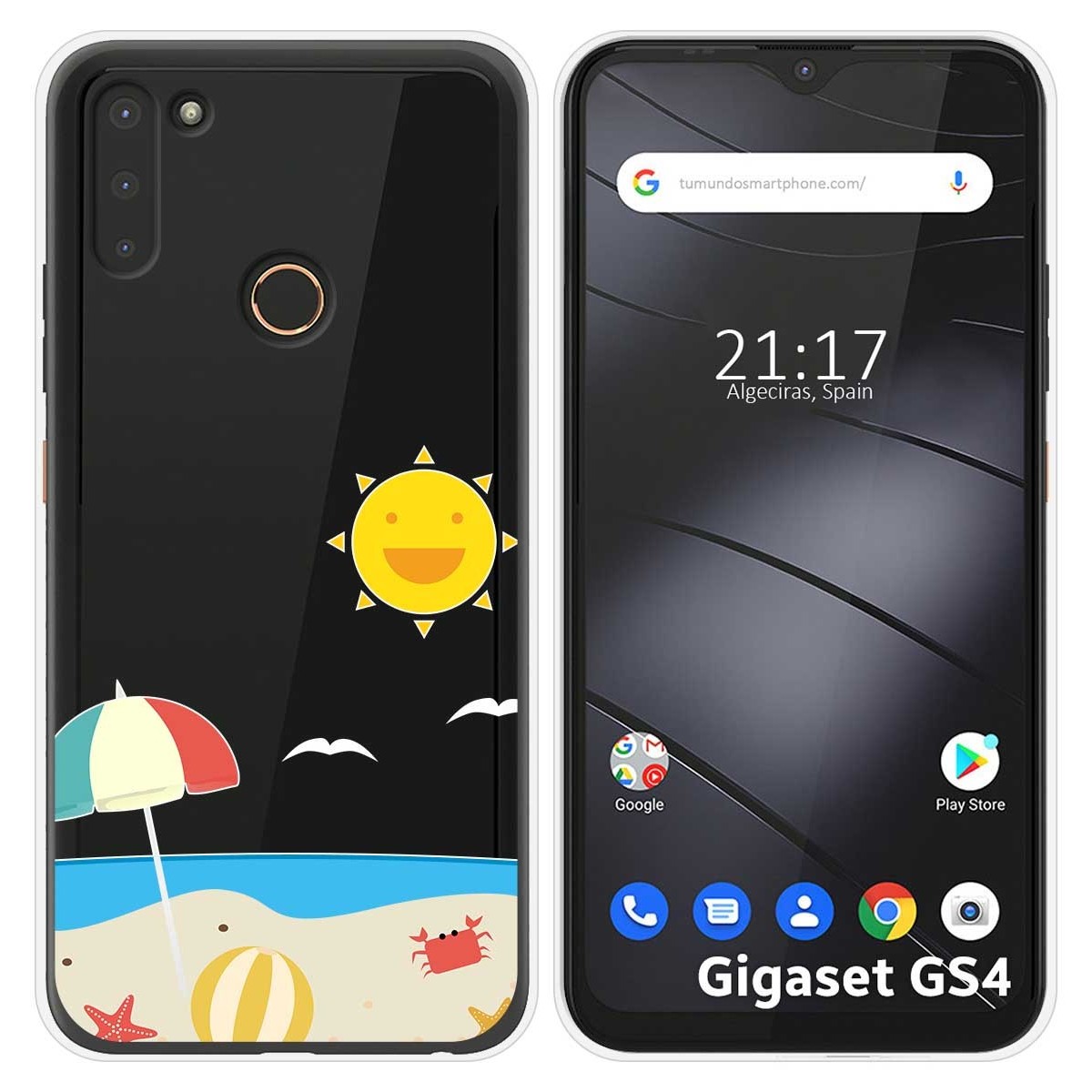 Funda Silicona Transparente para Gigaset GS4 diseño Playa Dibujos