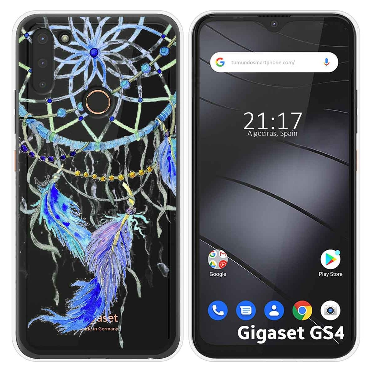 Funda Silicona Transparente para Gigaset GS4 diseño Plumas Dibujos