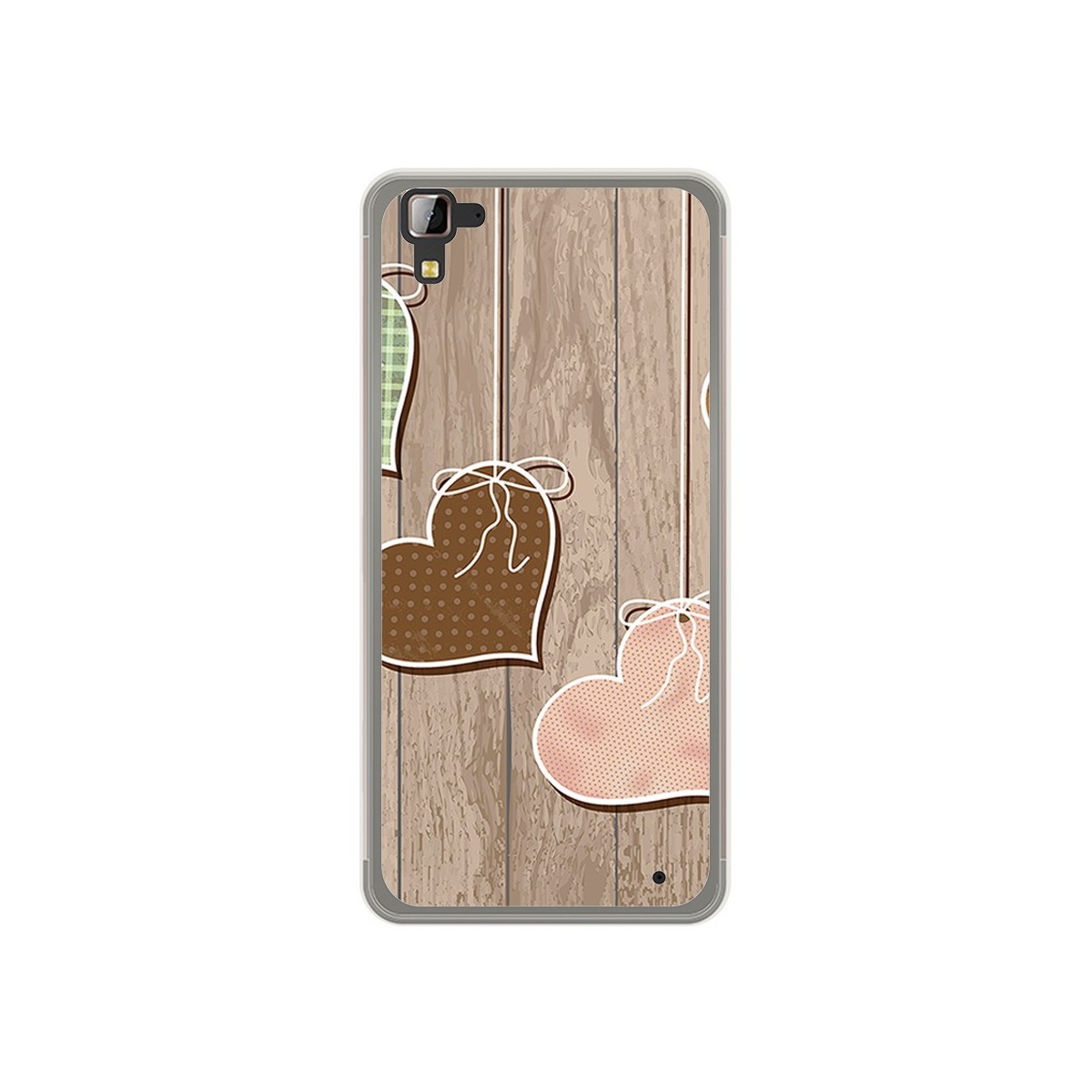 Funda Gel Tpu para Hisense C30 Rock Diseño Corazones Madera Dibujos