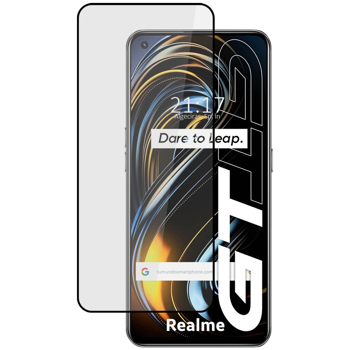 Protector Cristal Templado Completo 5D Full Glue Negro para Realme GT 5G Vidrio