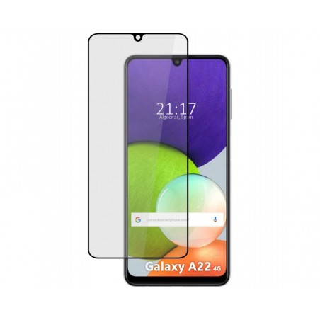 Protector Cristal Templado Completo 5D Full Glue Negro para Samsung Galaxy A22 4G / M22 Vidrio