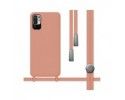 Funda Silicona Líquida con Cordón para Xiaomi Redmi Note 10 5G / POCO M3 PRO 5G color Rosa