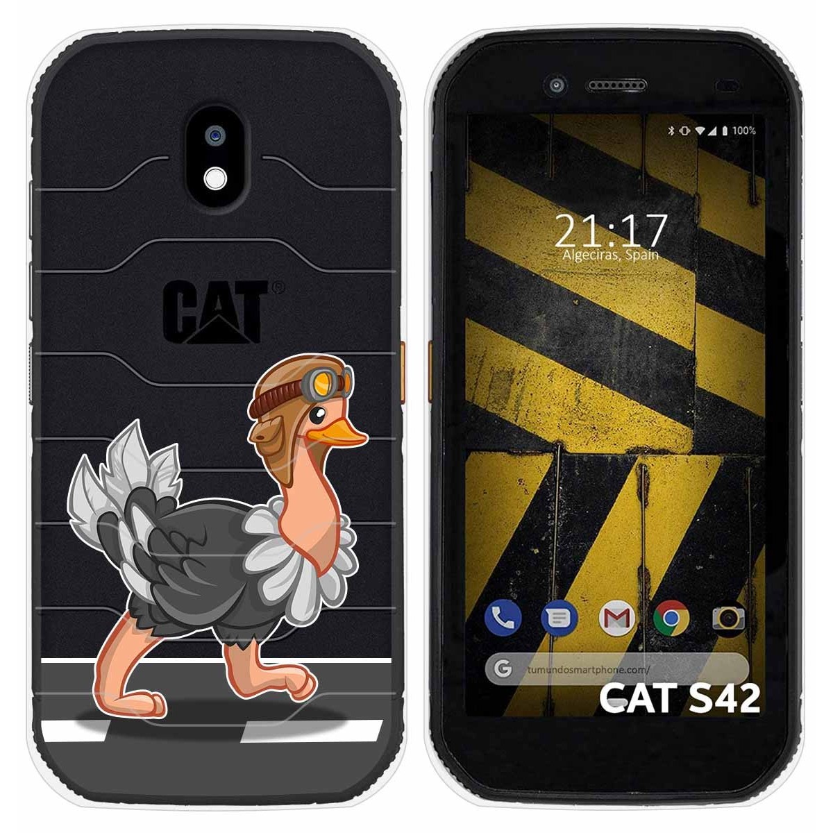 Funda Silicona Transparente para Cat S42 / S42 H+ diseño Avestruz Dibujos