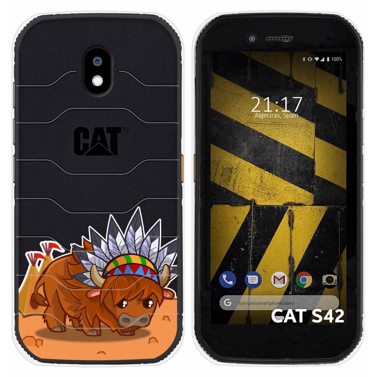 Funda Silicona Transparente para Cat S42 / S42 H+ diseño Bufalo Dibujos