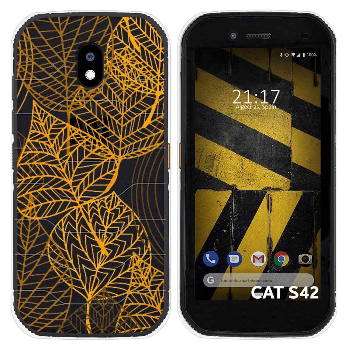 Funda Silicona Transparente para Cat S42 / S42 H+ diseño Hojas Dibujos