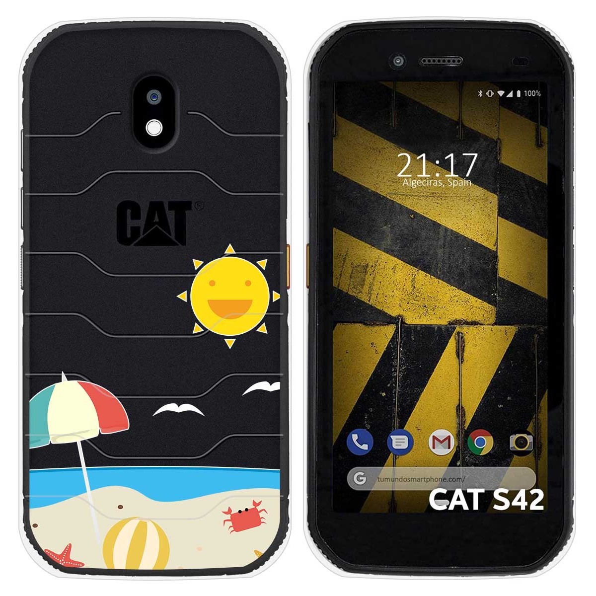 Funda Silicona Transparente para Cat S42 / S42 H+ diseño Playa Dibujos