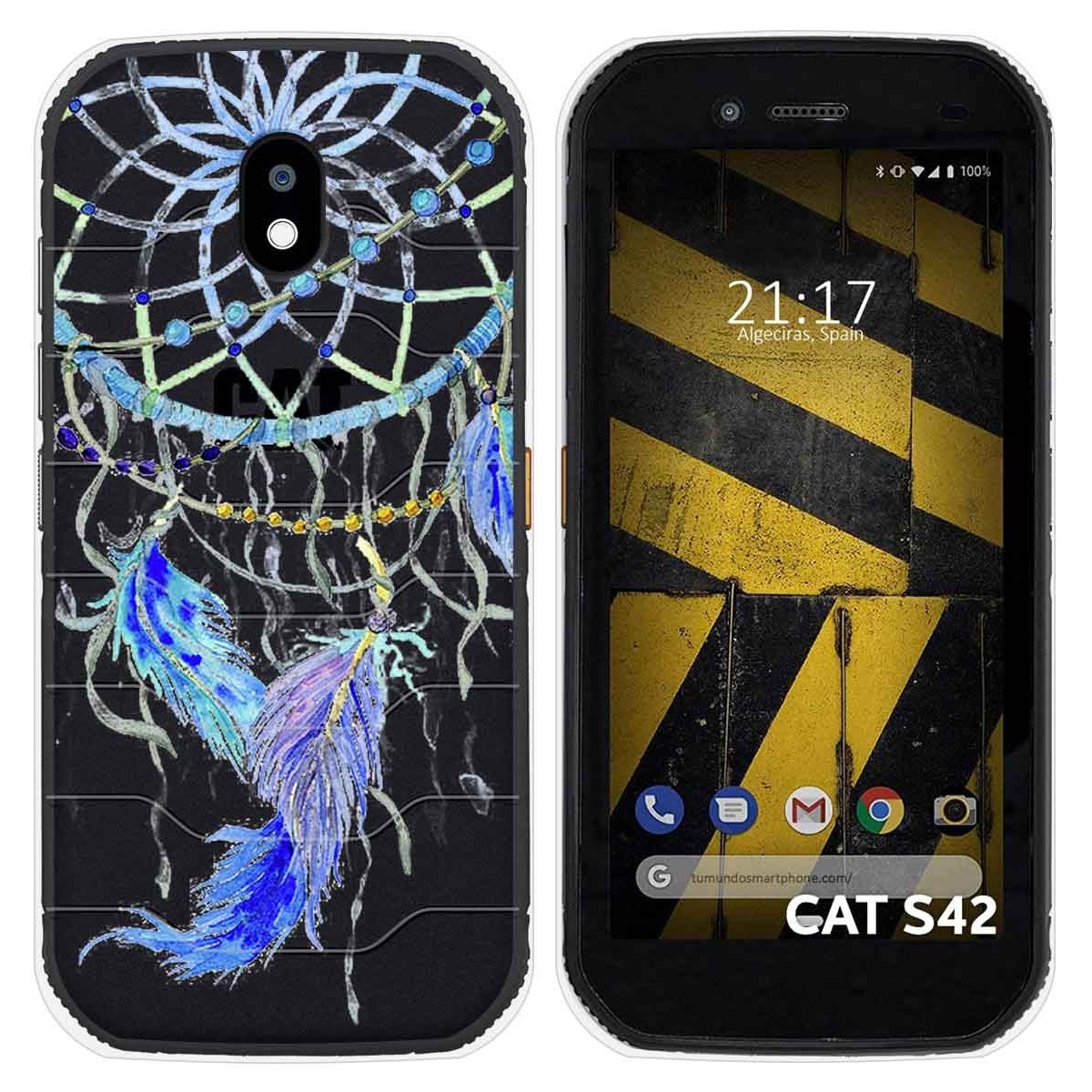 Funda Silicona Transparente para Cat S42 / S42 H+ diseño Plumas Dibujos