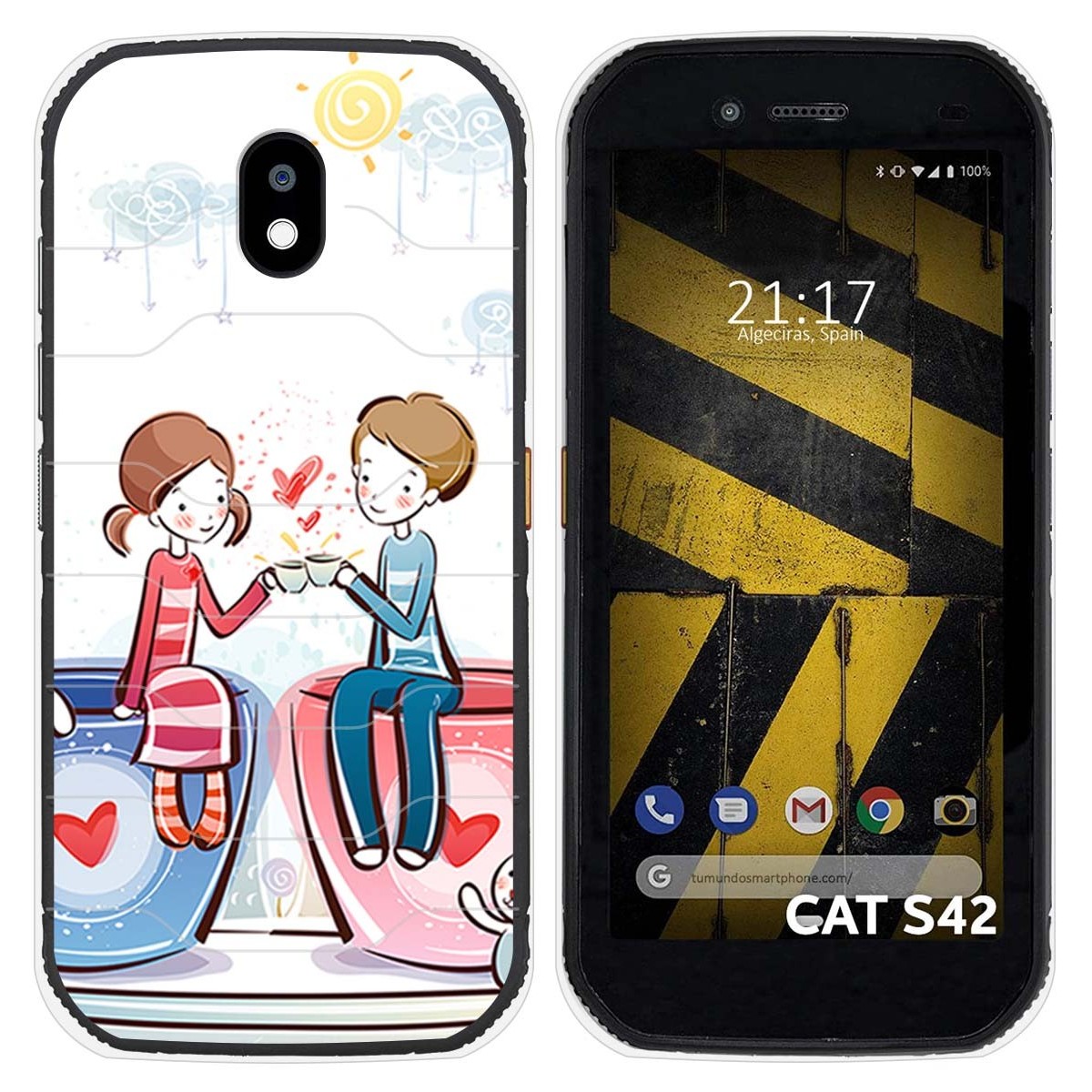 Funda Silicona para Cat S42 / S42 H+ diseño Café Dibujos