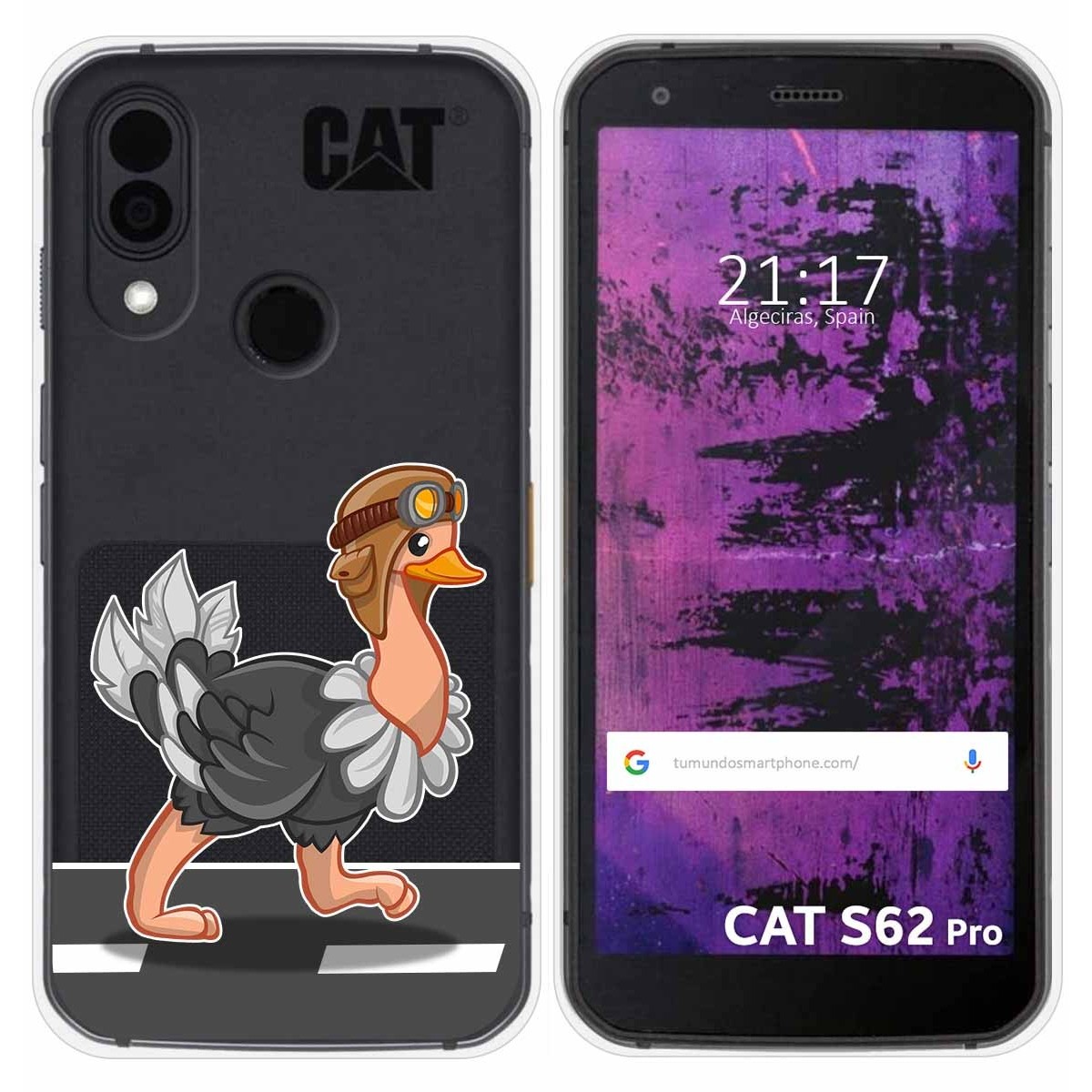 Funda Silicona Transparente para Cat S62 Pro diseño Avestruz Dibujos
