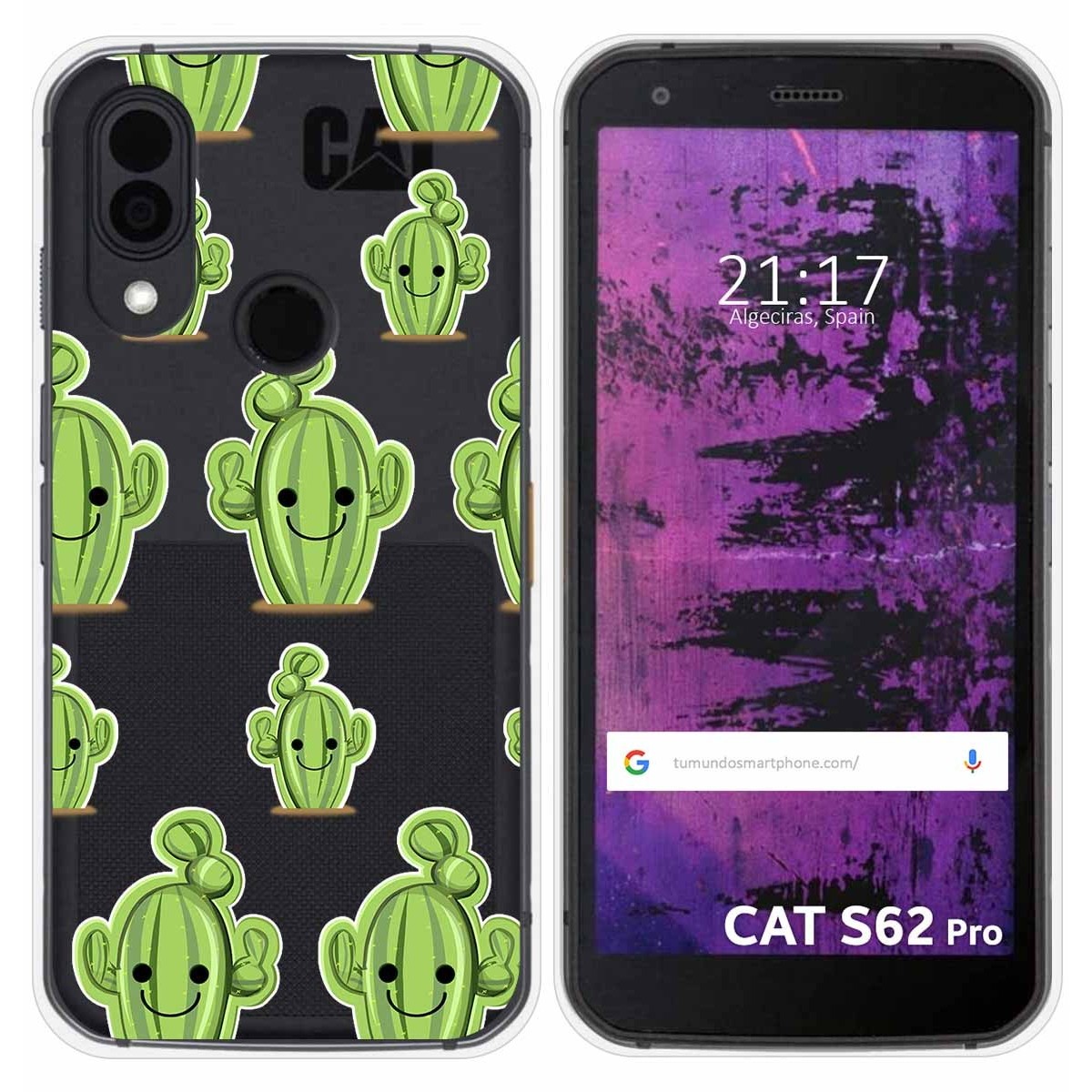 Funda Silicona Transparente para Cat S62 Pro diseño Cactus Dibujos