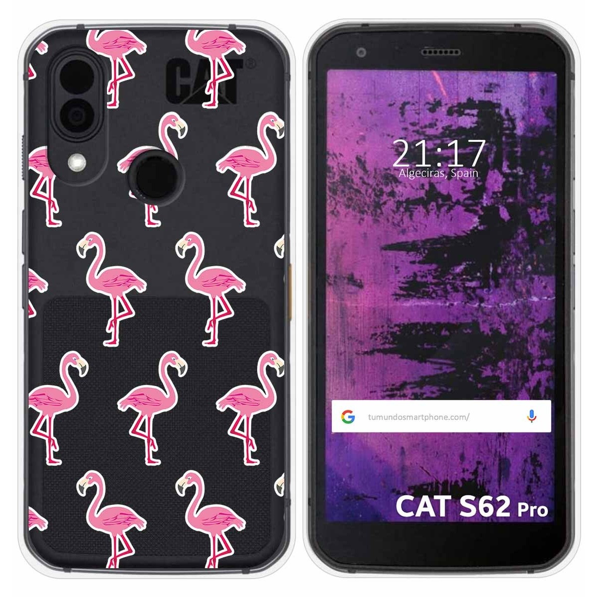 Funda Silicona Transparente para Cat S62 Pro diseño Flamenco Dibujos