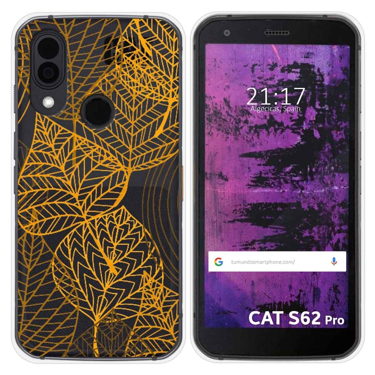 Funda Silicona Transparente para Cat S62 Pro diseño Hojas Dibujos