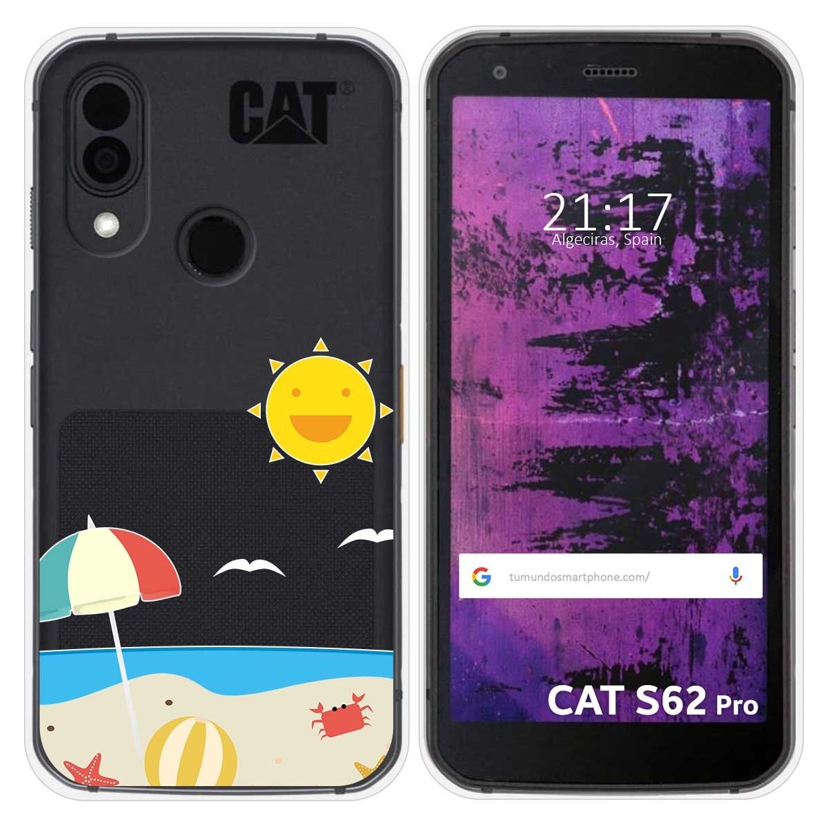 Funda Silicona Transparente para Cat S62 Pro diseño Playa Dibujos
