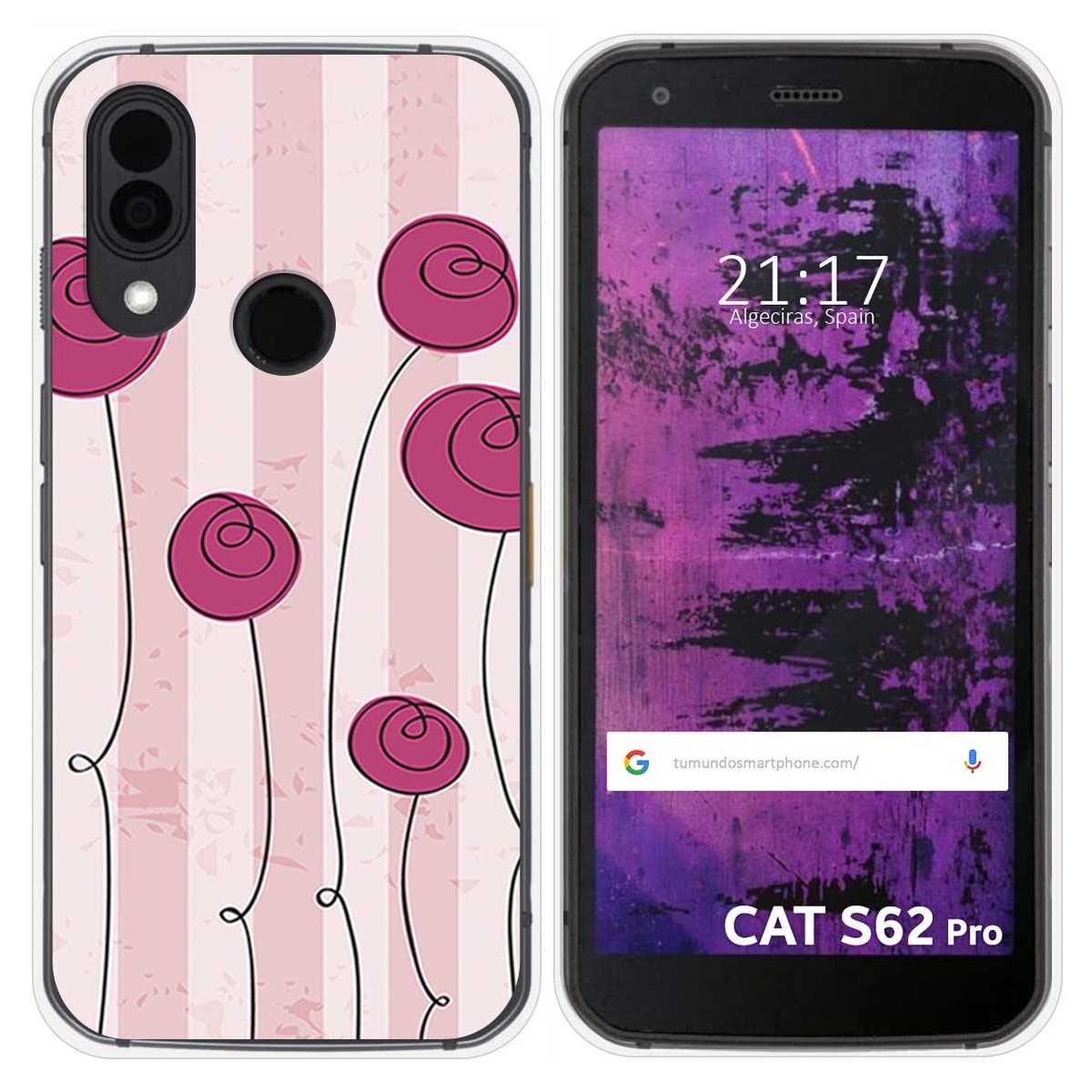 Funda Silicona para Cat S62 Pro diseño Flores Vintage Dibujos
