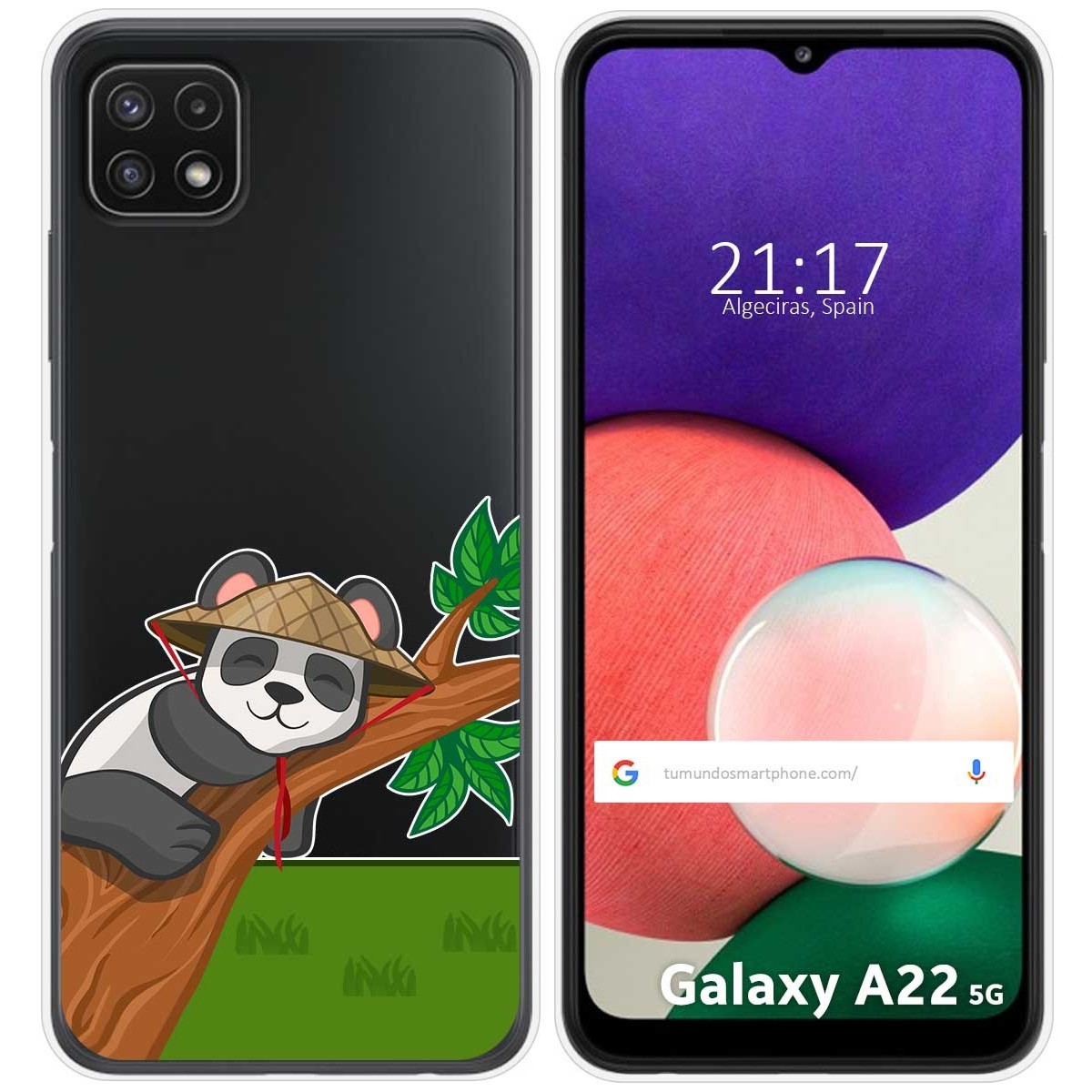 Funda Silicona Transparente para Samsung Galaxy A22 5G diseño Panda Dibujos
