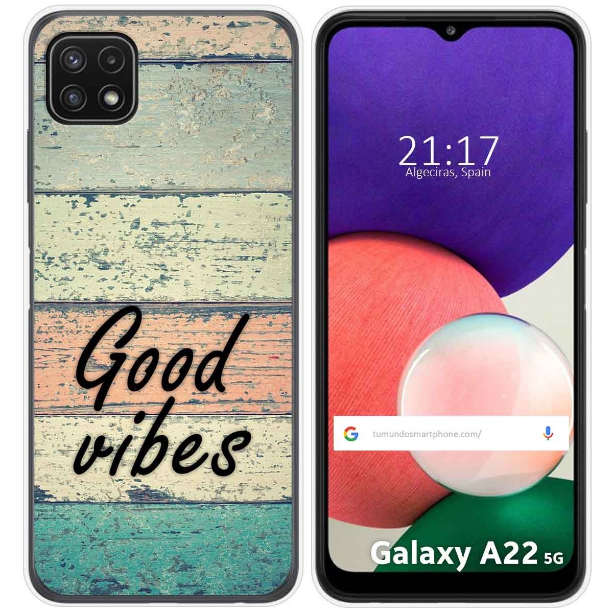 Funda Silicona para Samsung Galaxy A22 5G diseño Madera 01 Dibujos