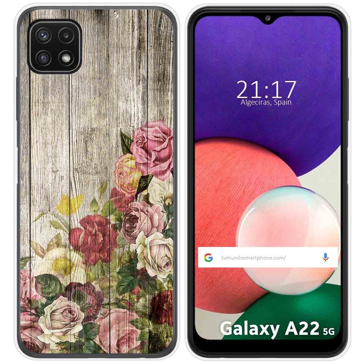 Funda Silicona para Samsung Galaxy A22 5G diseño Madera 08 Dibujos
