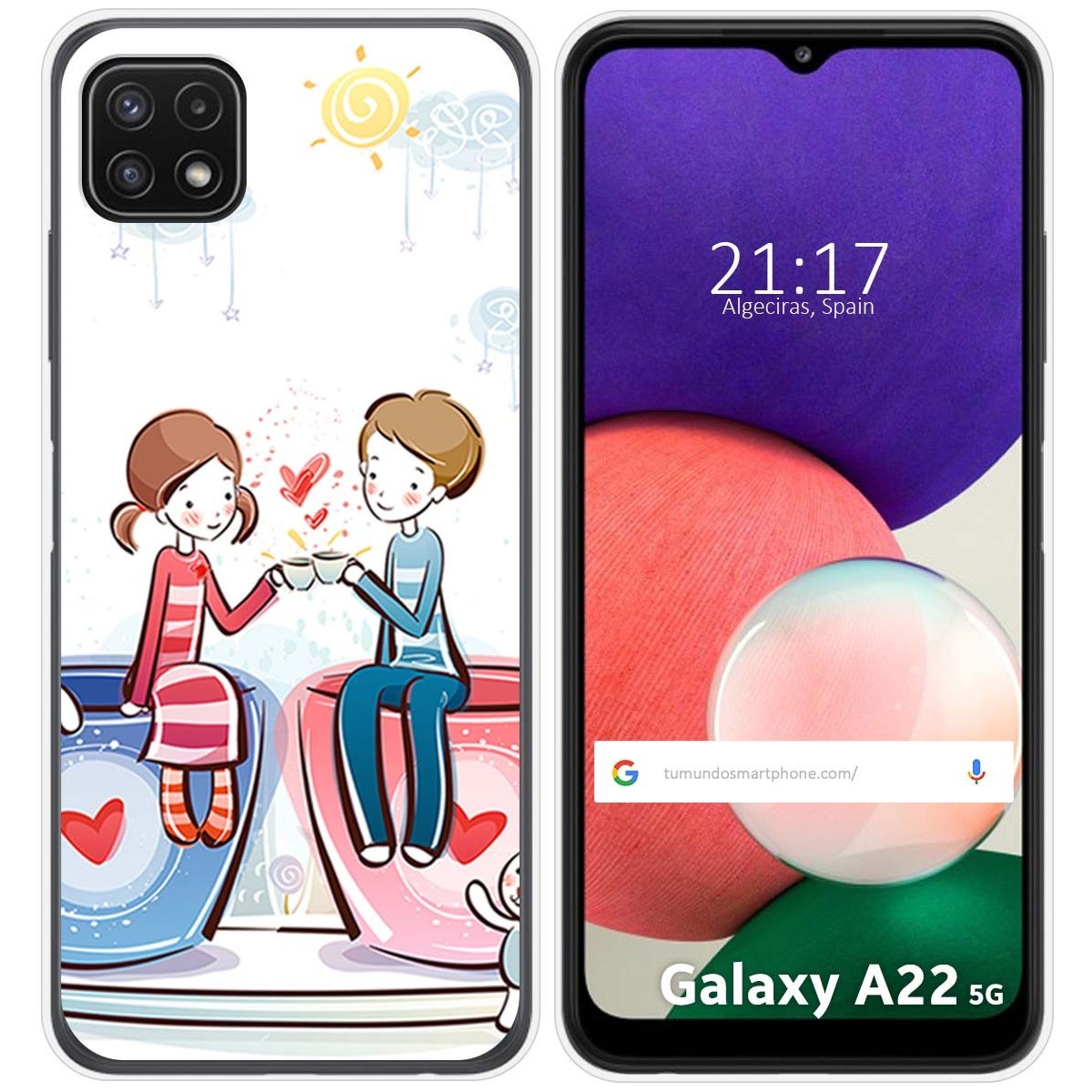 Funda Silicona para Samsung Galaxy A22 5G diseño Café Dibujos