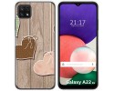 Funda Silicona para Samsung Galaxy A22 5G diseño Corazones Madera Dibujos