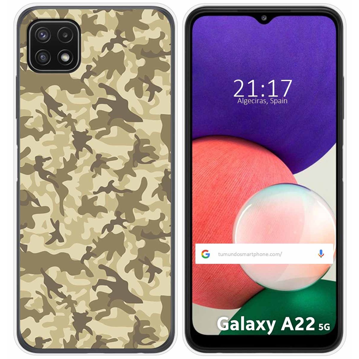 Funda Silicona para Samsung Galaxy A22 5G diseño Sand Camuflaje Dibujos