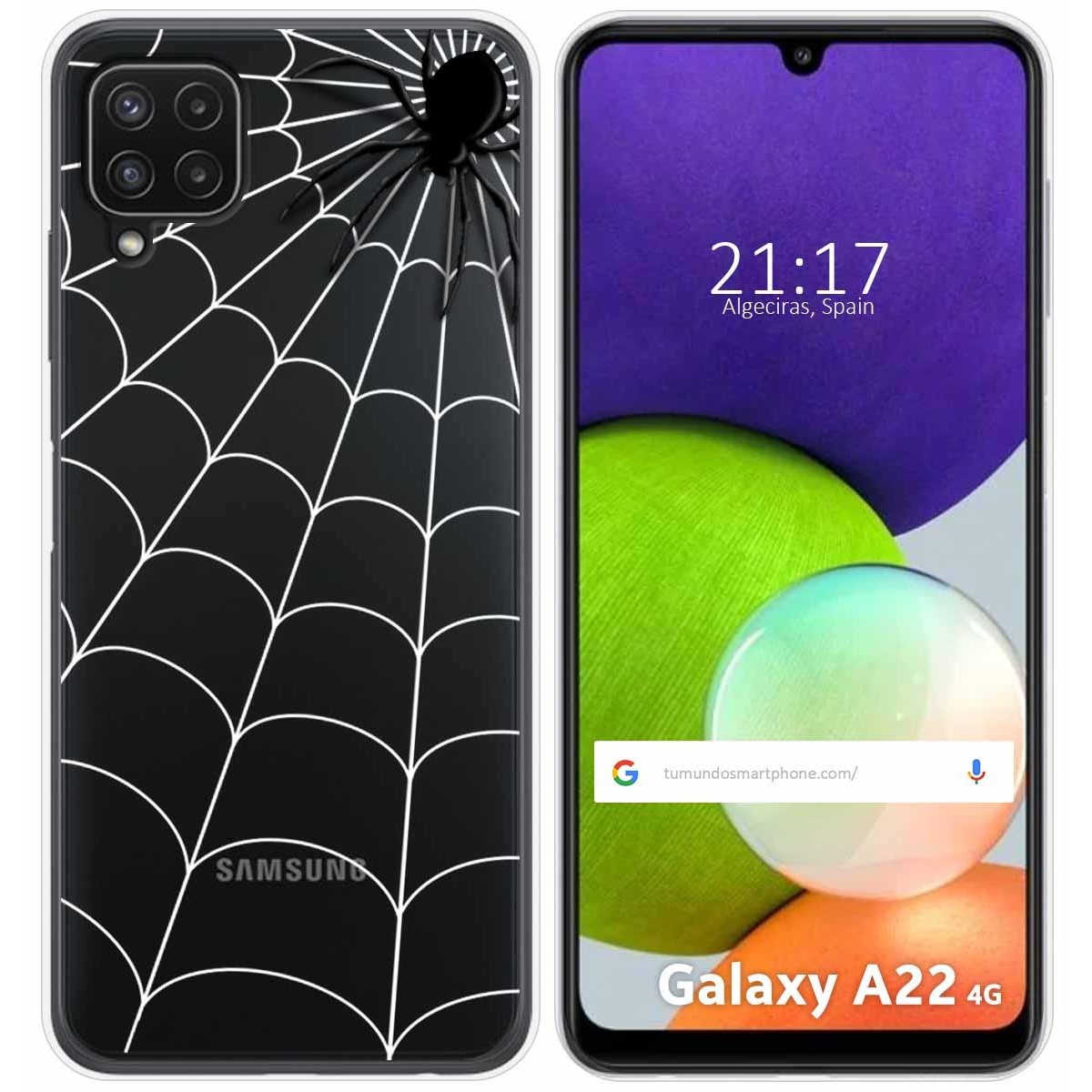 Funda Silicona Transparente para Samsung Galaxy A22 4G / M22 diseño Araña Dibujos
