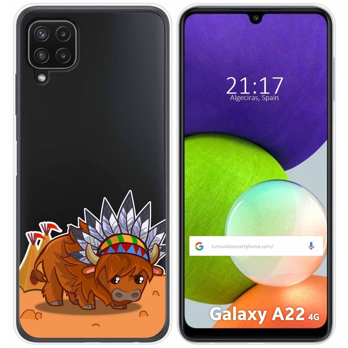 Funda Silicona Transparente para Samsung Galaxy A22 4G / M22 diseño Bufalo Dibujos