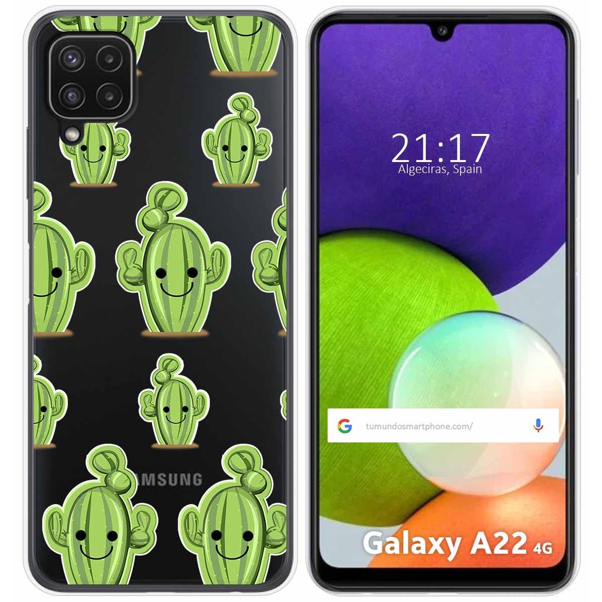 Funda Silicona Transparente para Samsung Galaxy A22 4G / M22 diseño Cactus Dibujos