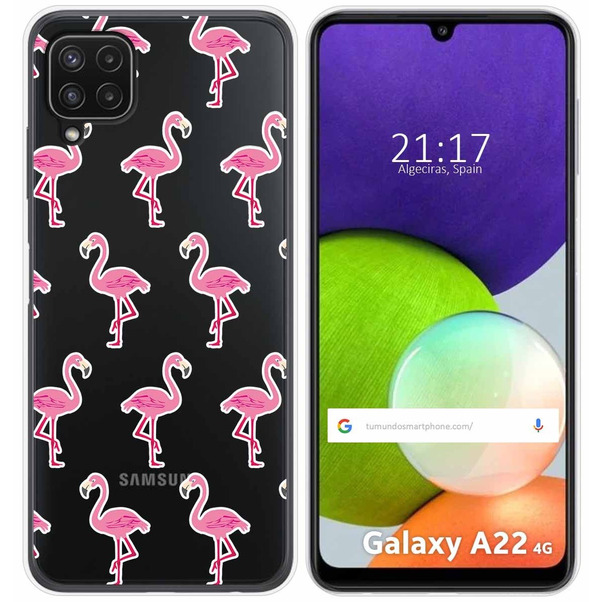 Funda Silicona Transparente para Samsung Galaxy A22 4G / M22 diseño Flamenco Dibujos