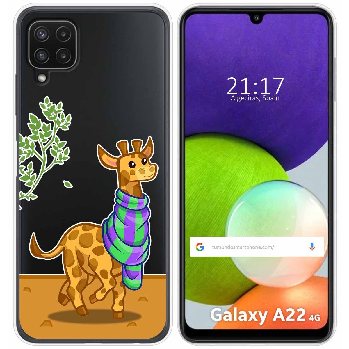 Funda Silicona Transparente para Samsung Galaxy A22 4G / M22 diseño Jirafa Dibujos