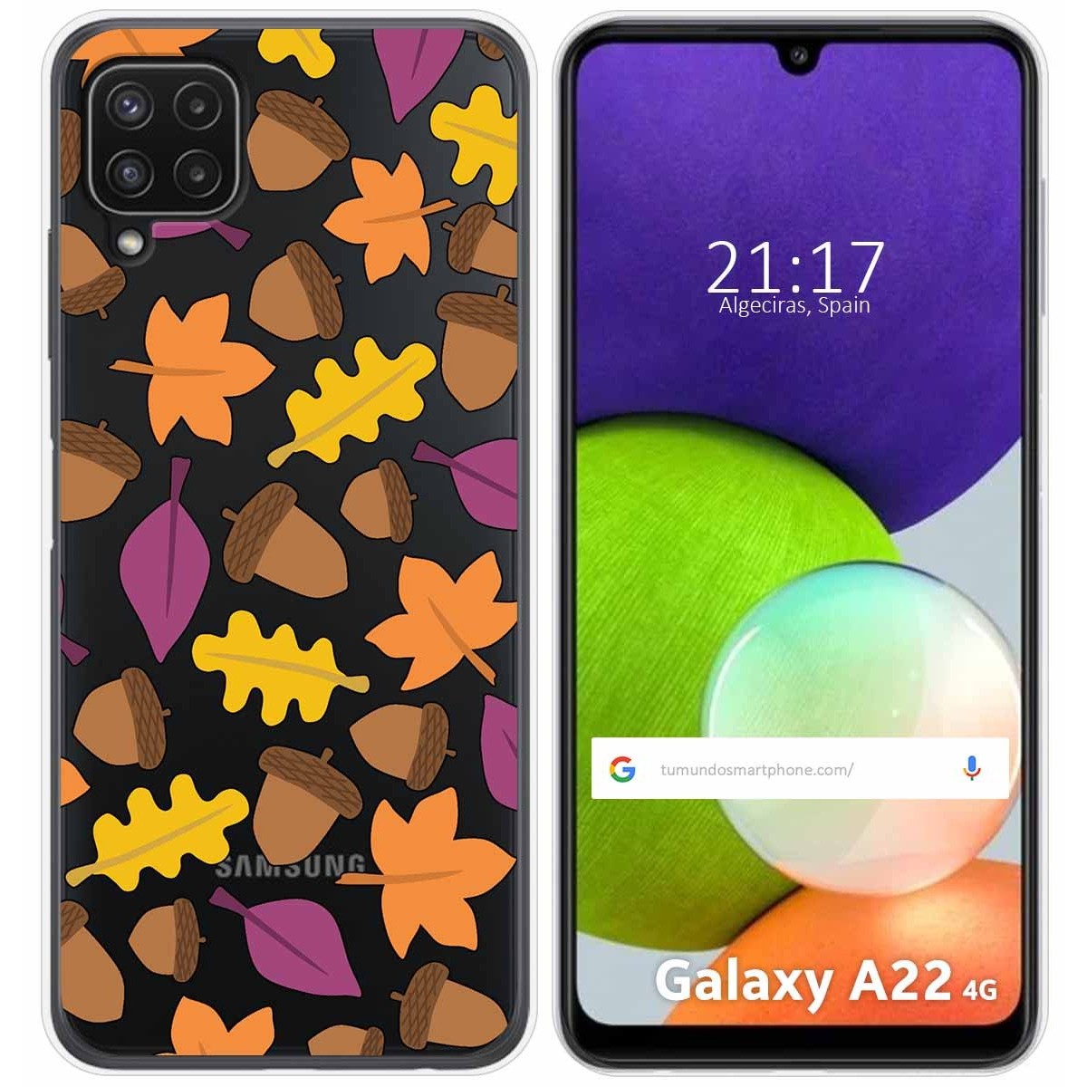 Funda Silicona Transparente para Samsung Galaxy A22 4G / M22 diseño Otoño Dibujos