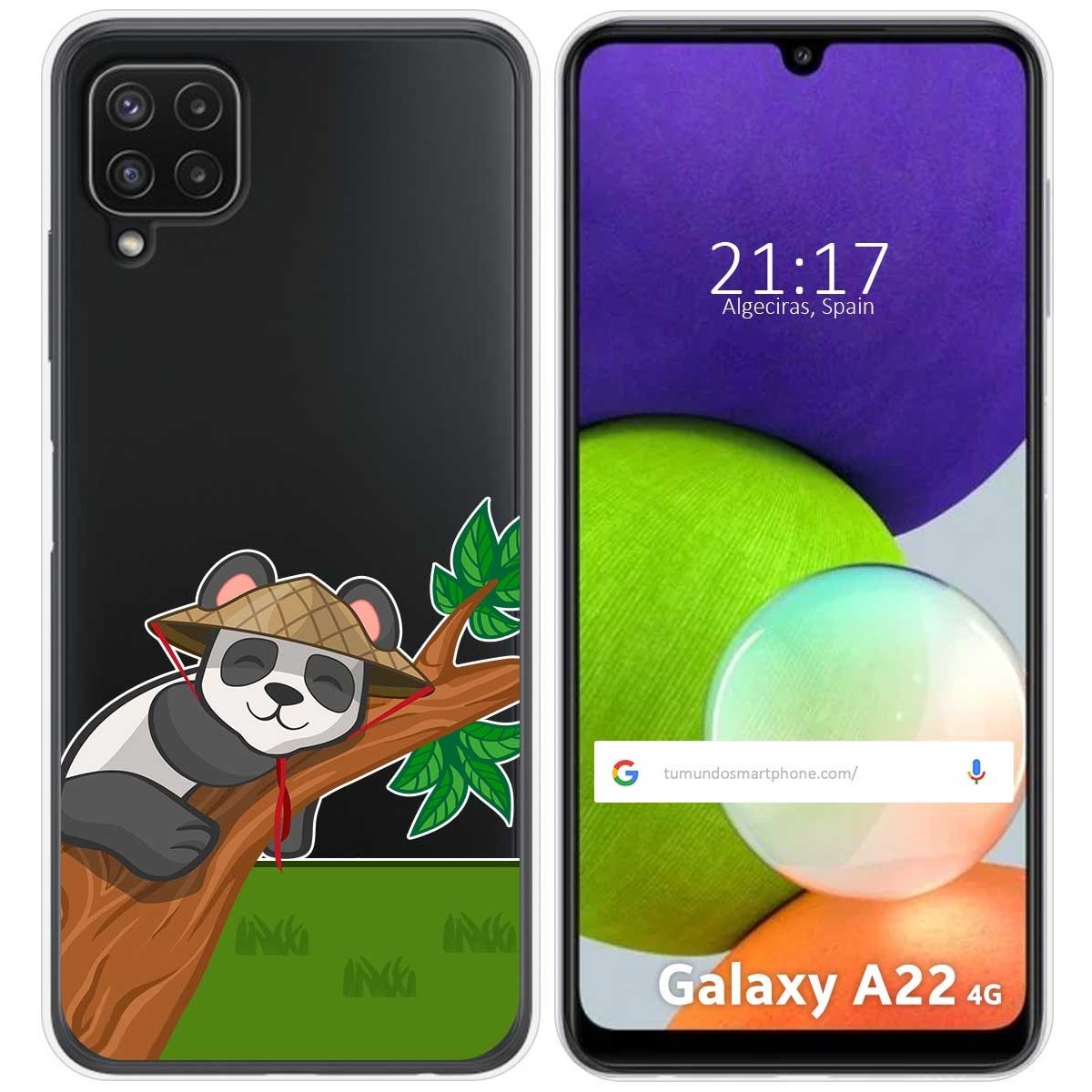 Funda Silicona Transparente para Samsung Galaxy A22 4G / M22 diseño Panda Dibujos