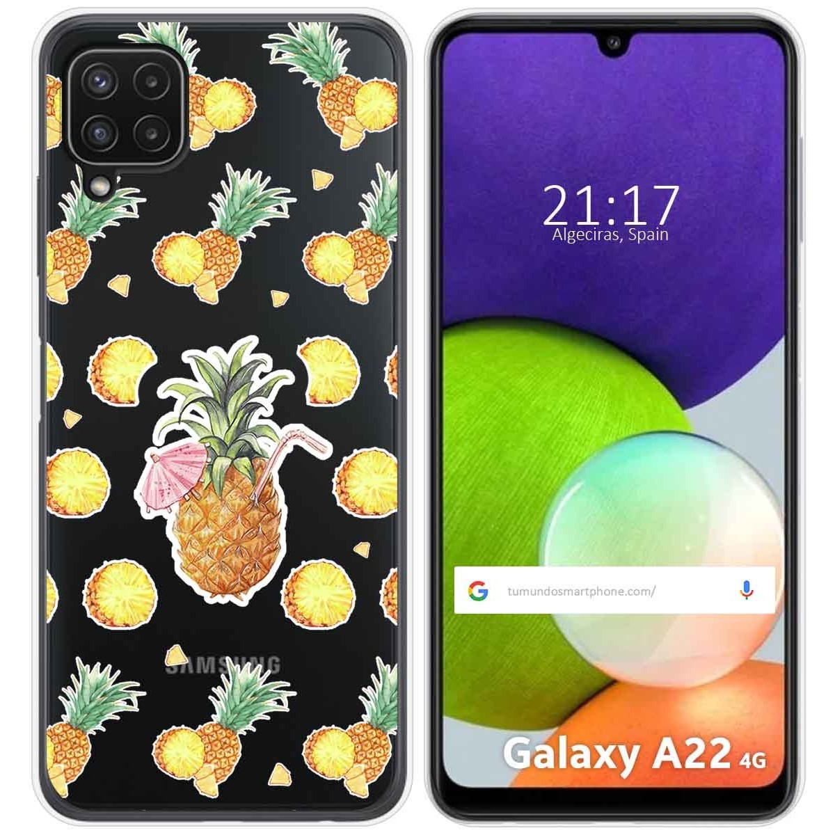 Funda Silicona Transparente para Samsung Galaxy A22 4G / M22 diseño Piña Dibujos