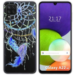 Funda Silicona Transparente para Samsung Galaxy A22 4G / M22 diseño Plumas Dibujos