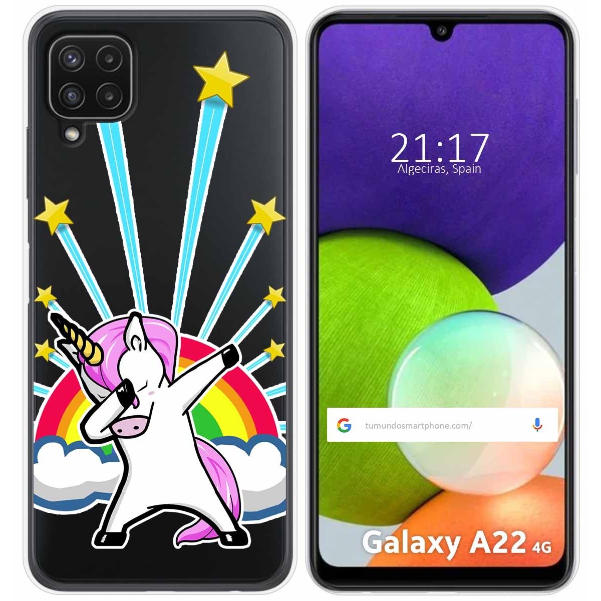 Funda Silicona Transparente para Samsung Galaxy A22 4G / M22 diseño Unicornio Dibujos