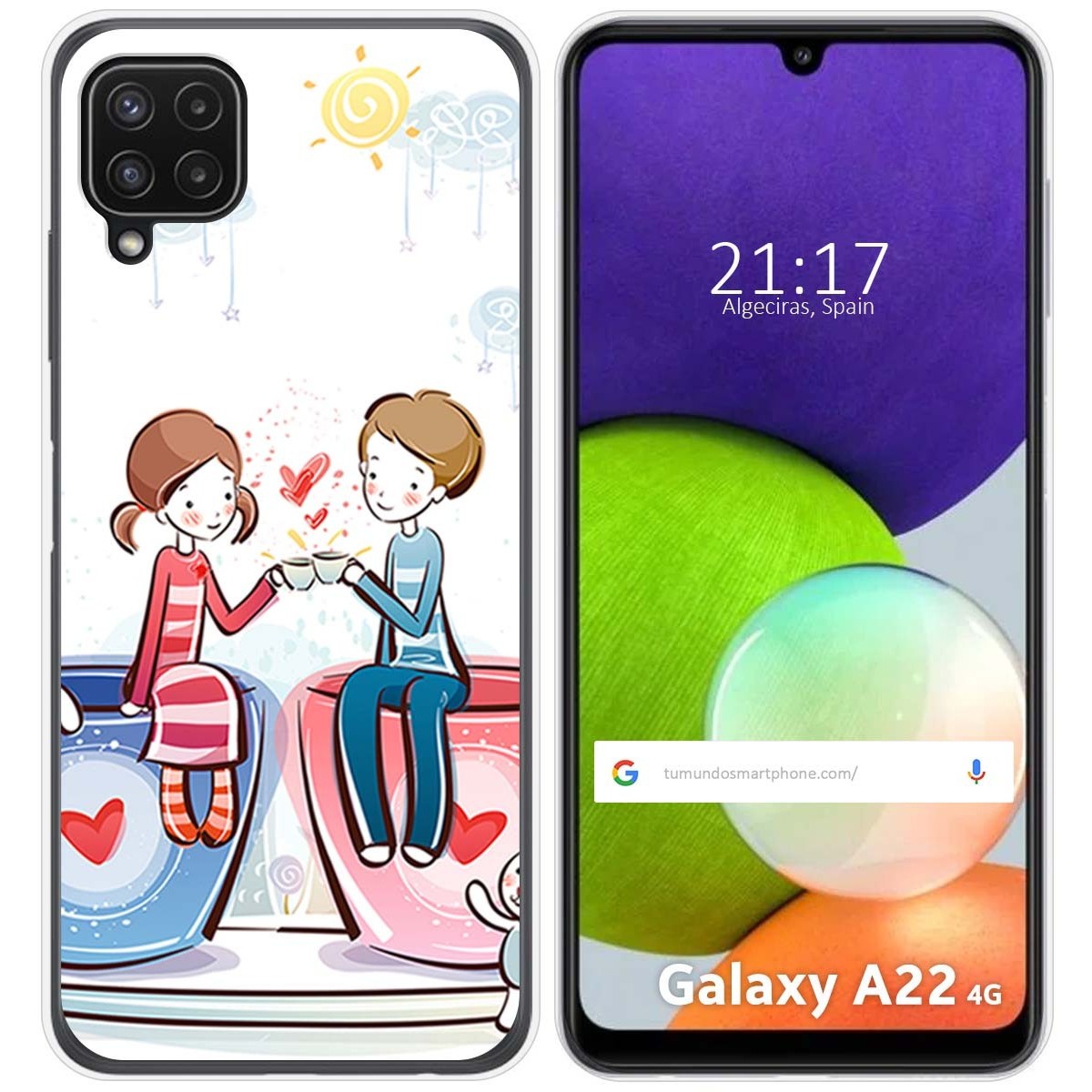 Funda Silicona para Samsung Galaxy A22 4G / M22 diseño Café Dibujos