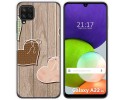 Funda Silicona para Samsung Galaxy A22 4G / M22 diseño Corazones Madera Dibujos