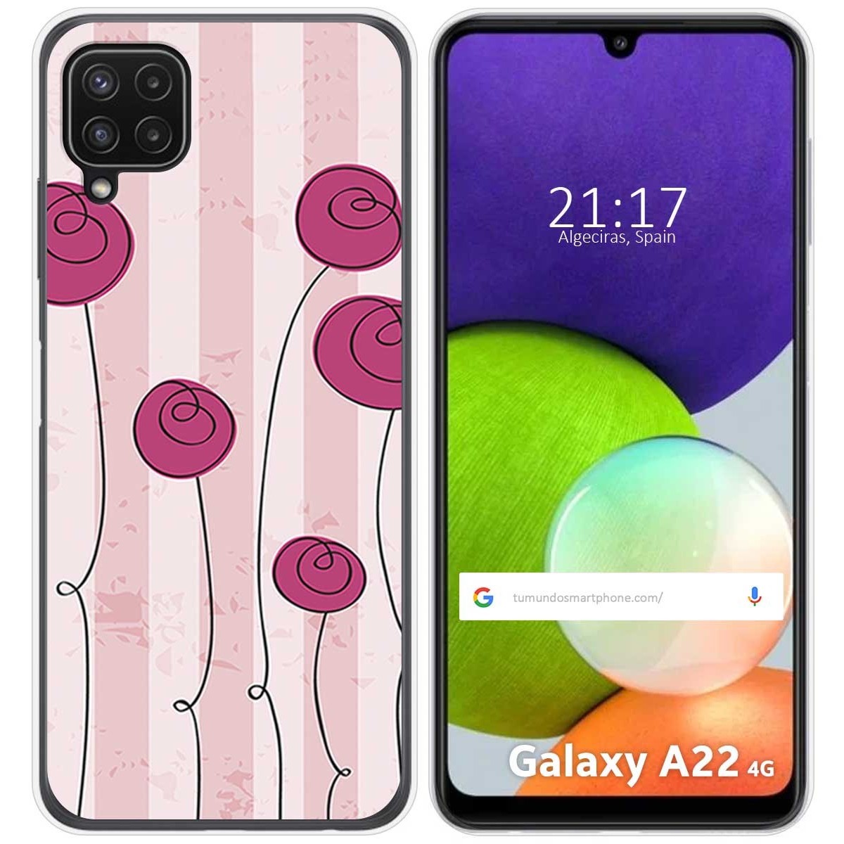 Funda Silicona para Samsung Galaxy A22 4G / M22 diseño Flores Vintage Dibujos
