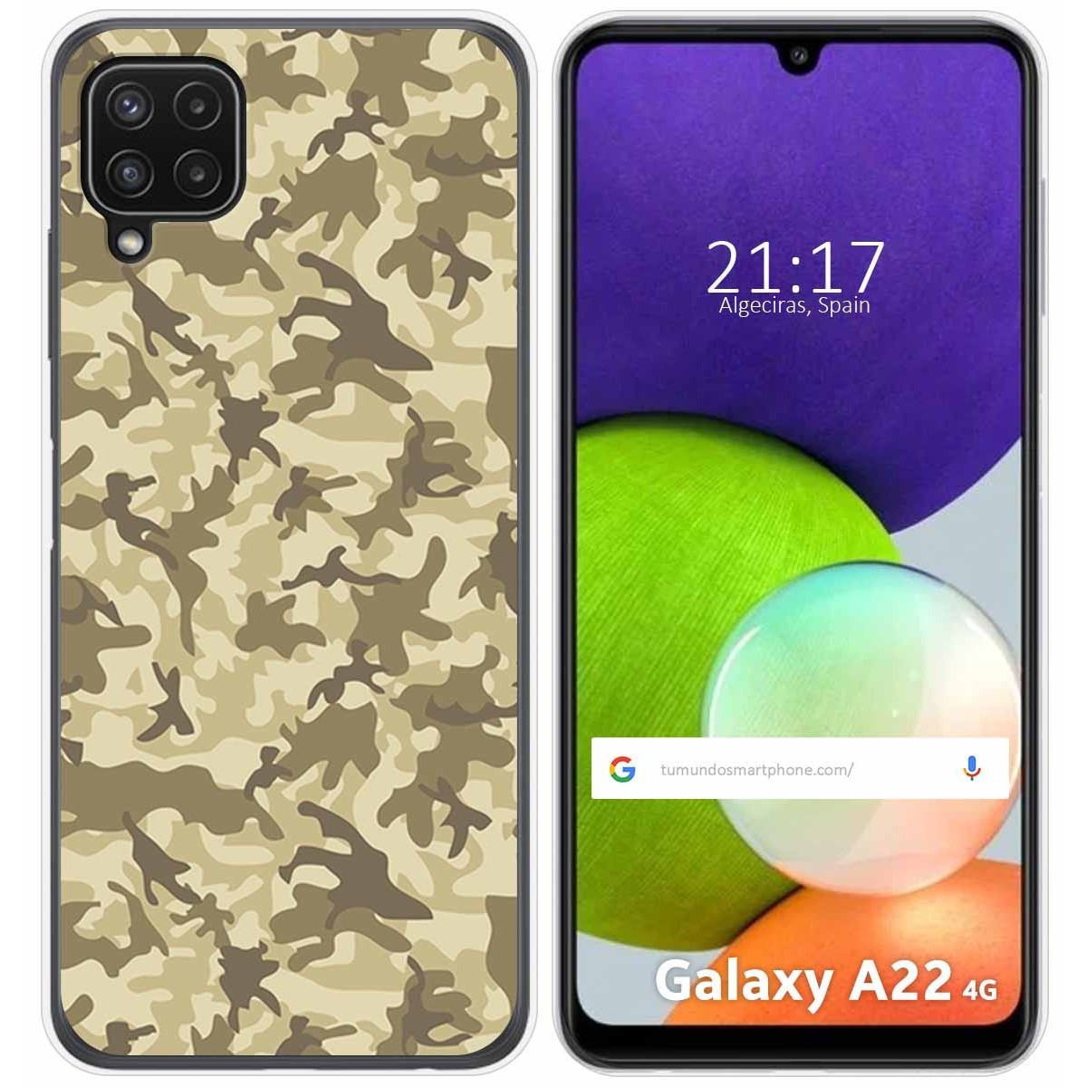 Funda Silicona para Samsung Galaxy A22 4G / M22 diseño Sand Camuflaje Dibujos