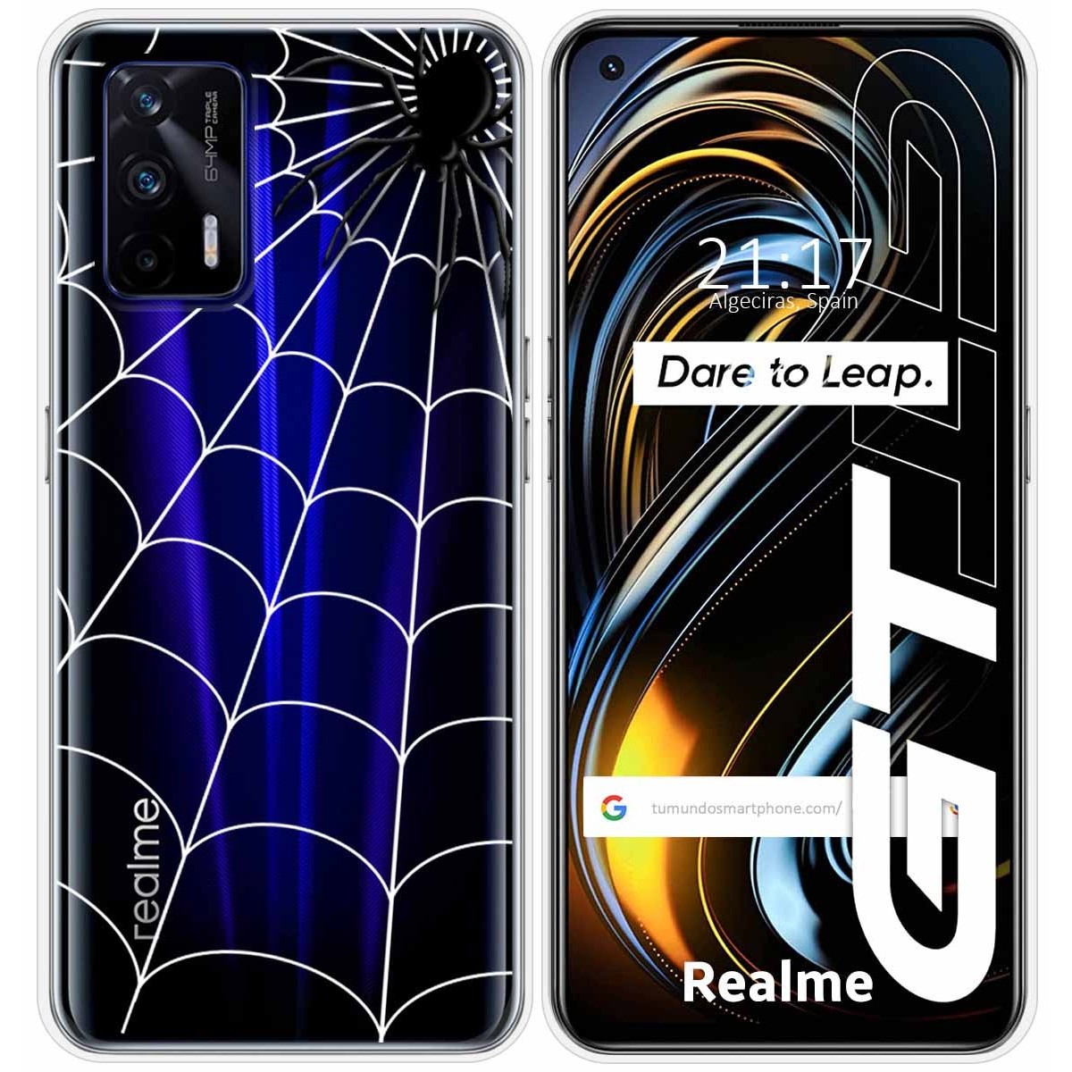 Funda Silicona Transparente para Realme GT 5G diseño Araña Dibujos