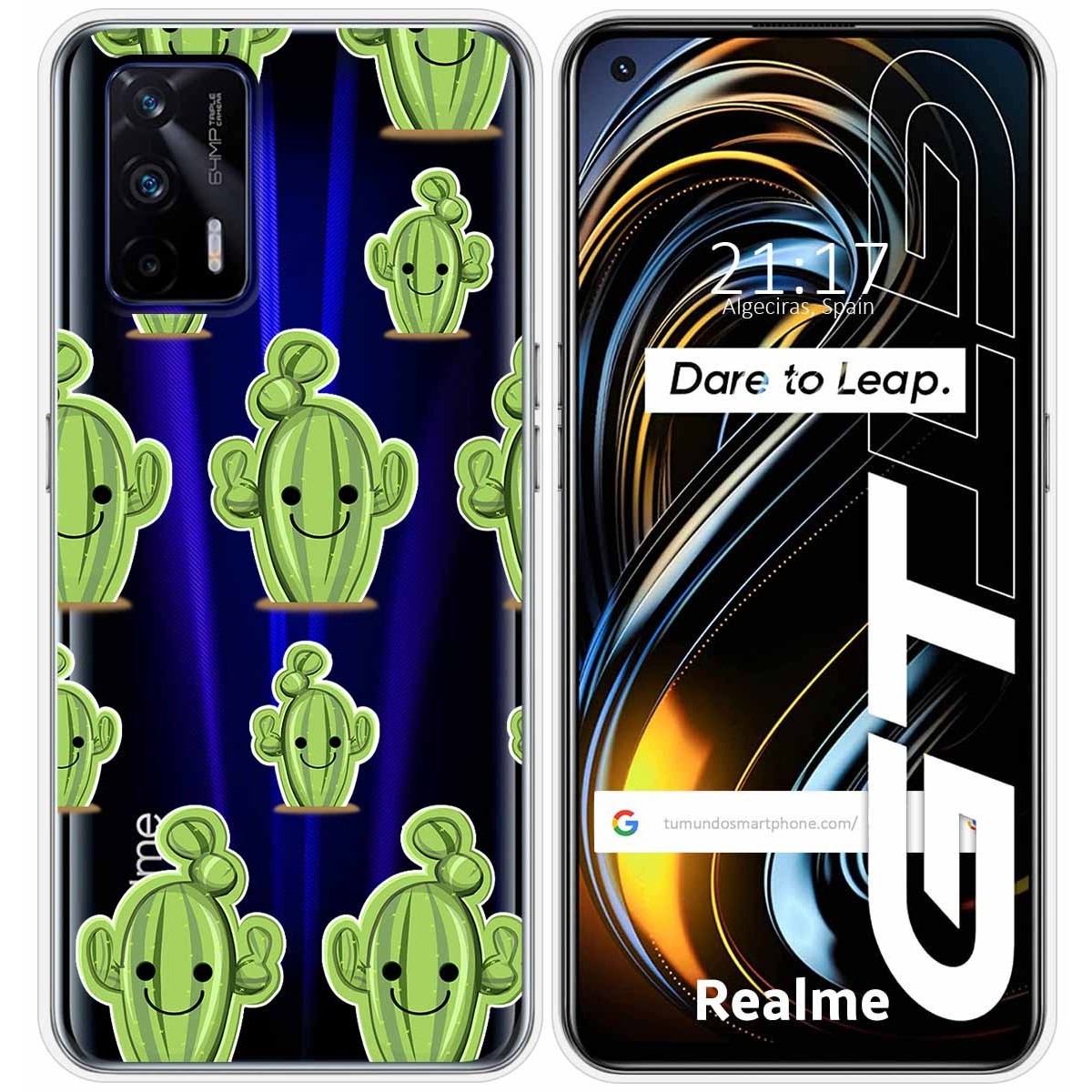 Funda Silicona Transparente para Realme GT 5G diseño Cactus Dibujos