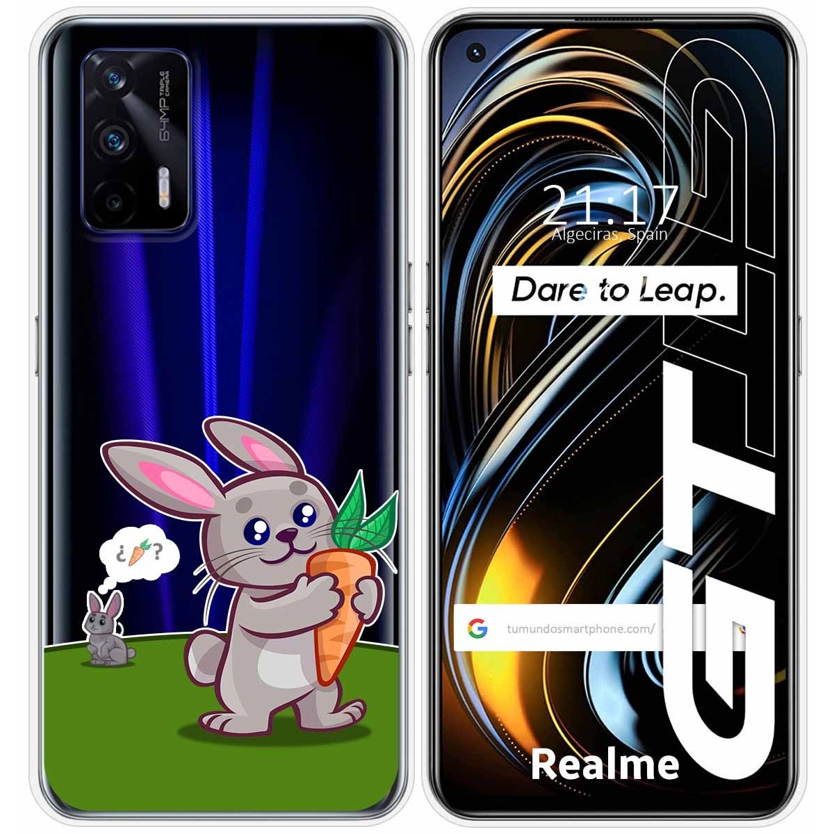 Funda Silicona Transparente para Realme GT 5G diseño Conejo Dibujos