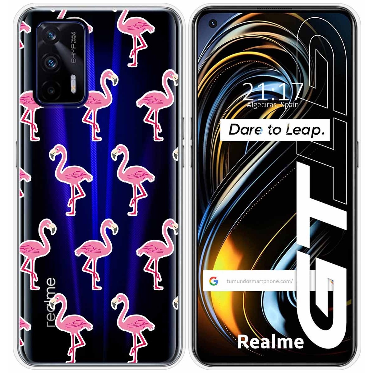 Funda Silicona Transparente para Realme GT 5G diseño Flamenco Dibujos