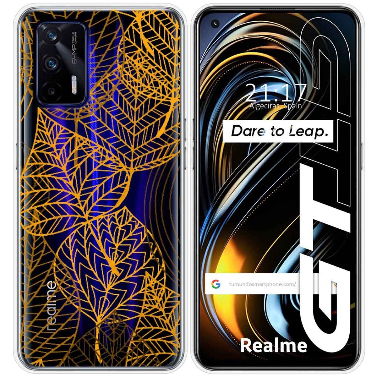 Funda Silicona Transparente para Realme GT 5G diseño Hojas Dibujos