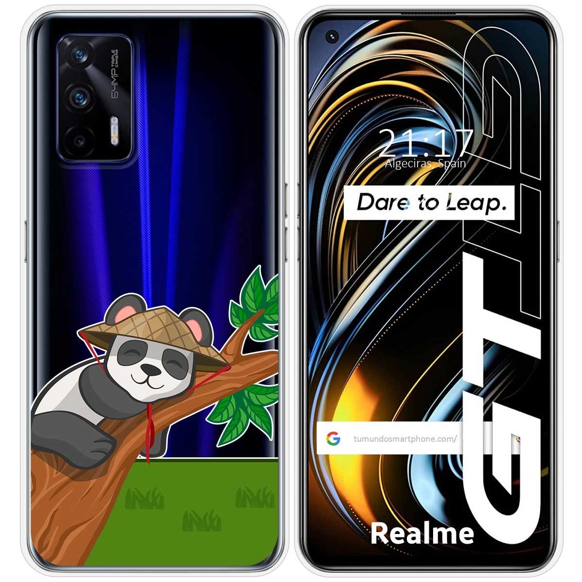 Funda Silicona Transparente para Realme GT 5G diseño Panda Dibujos