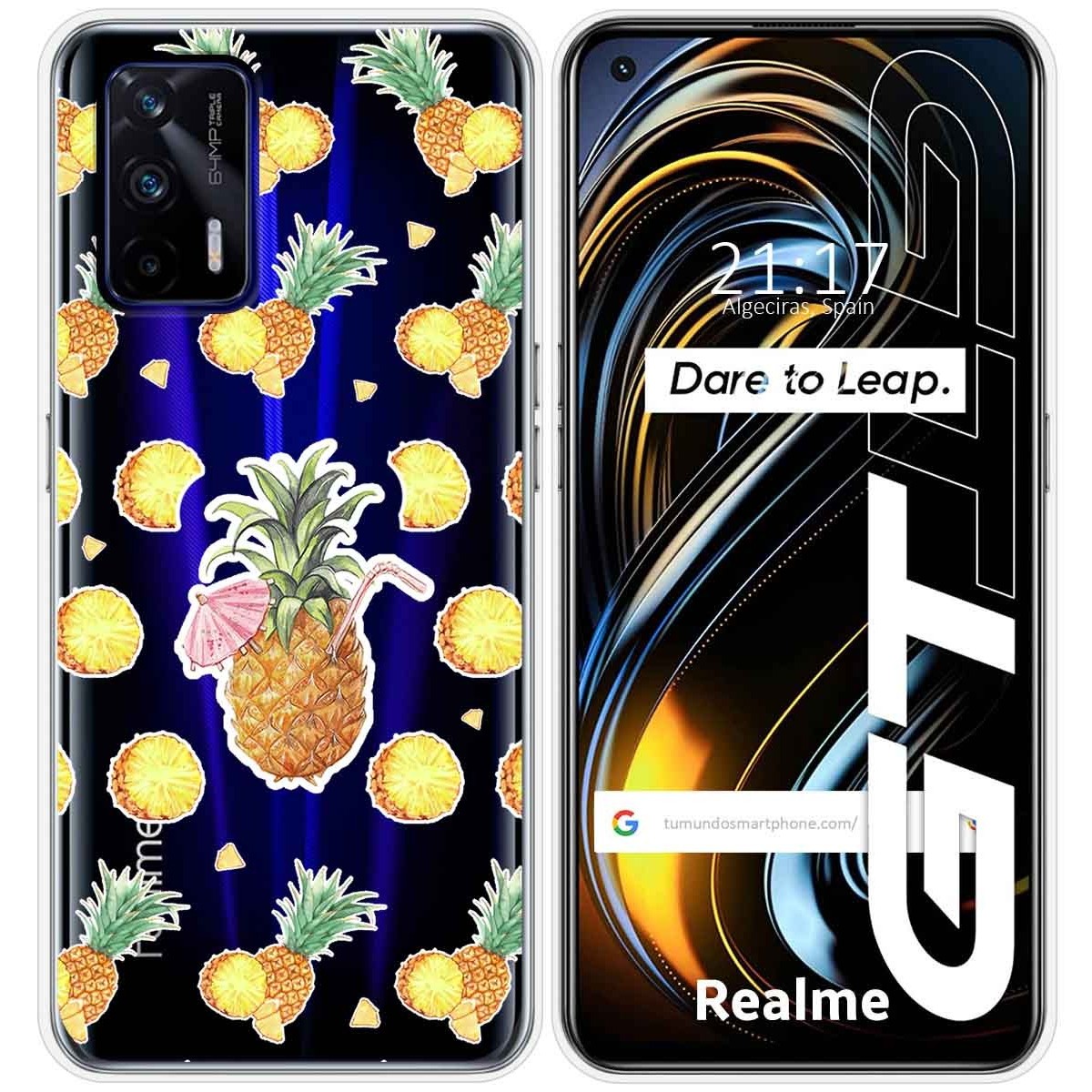 Funda Silicona Transparente para Realme GT 5G diseño Piña Dibujos