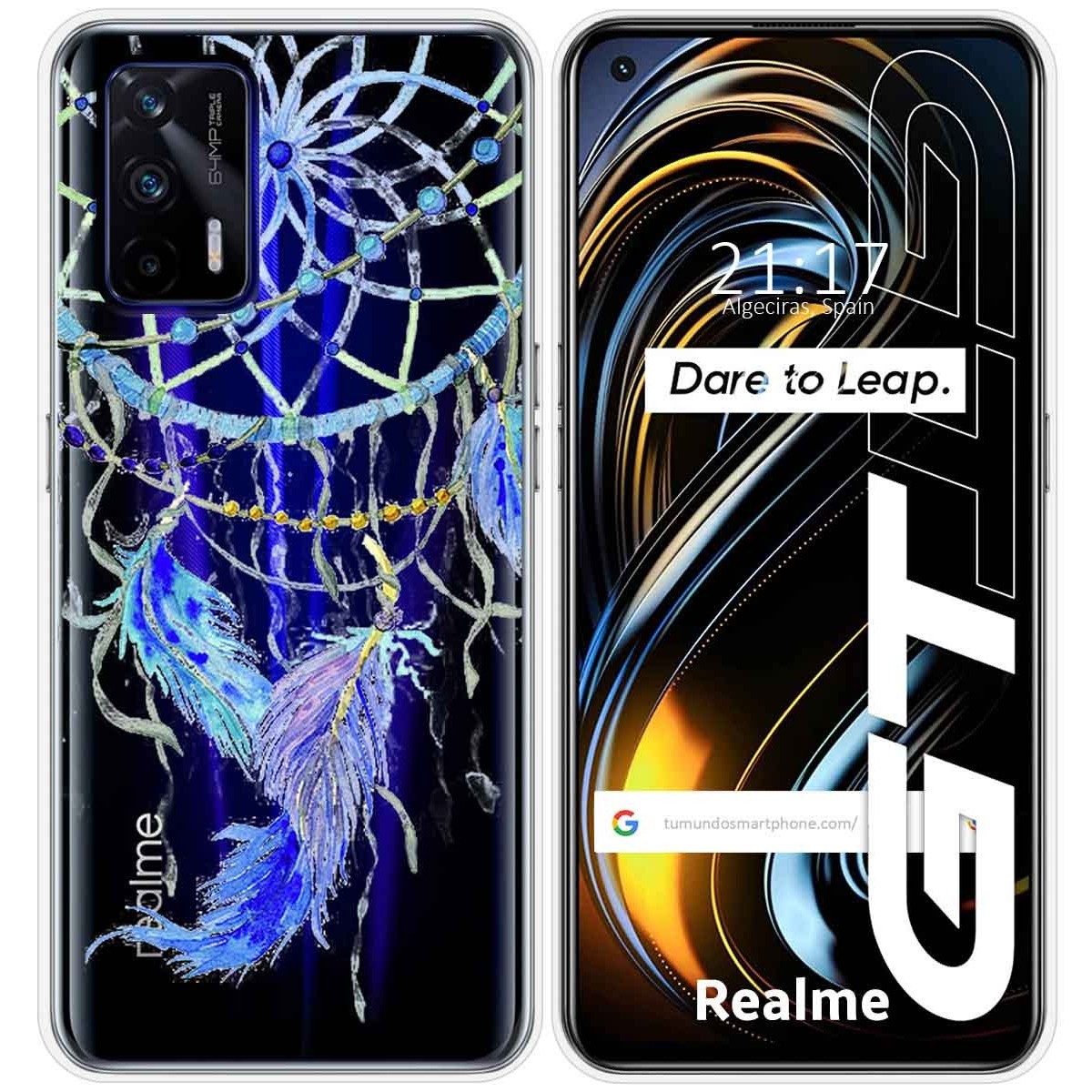Funda Silicona Transparente para Realme GT 5G diseño Plumas Dibujos