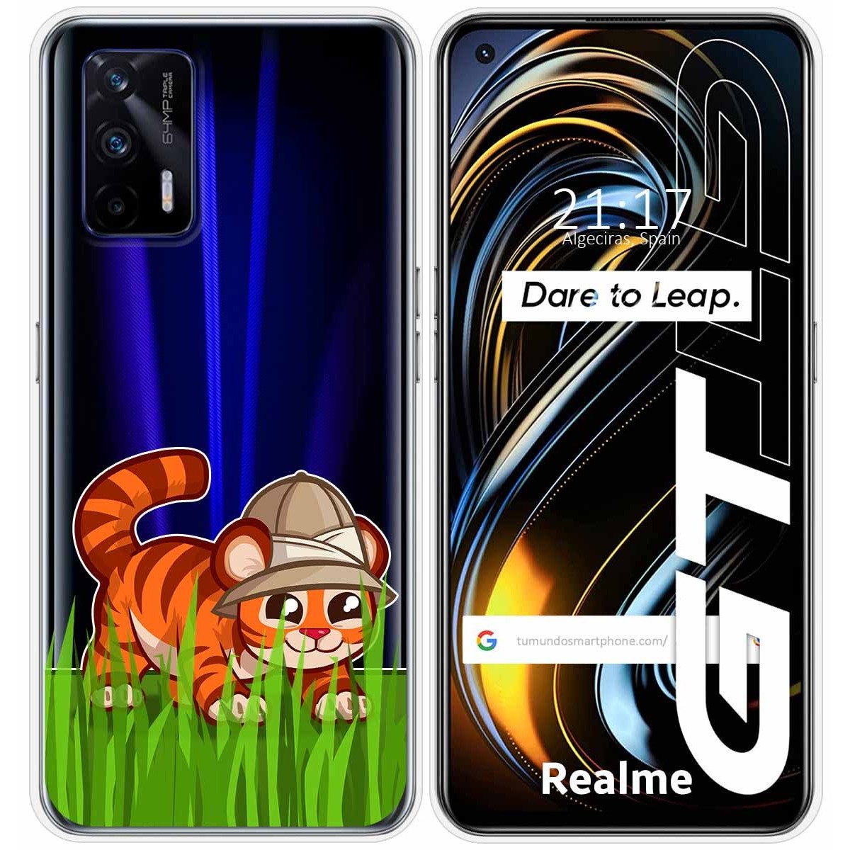 Funda Silicona Transparente para Realme GT 5G diseño Tigre Dibujos