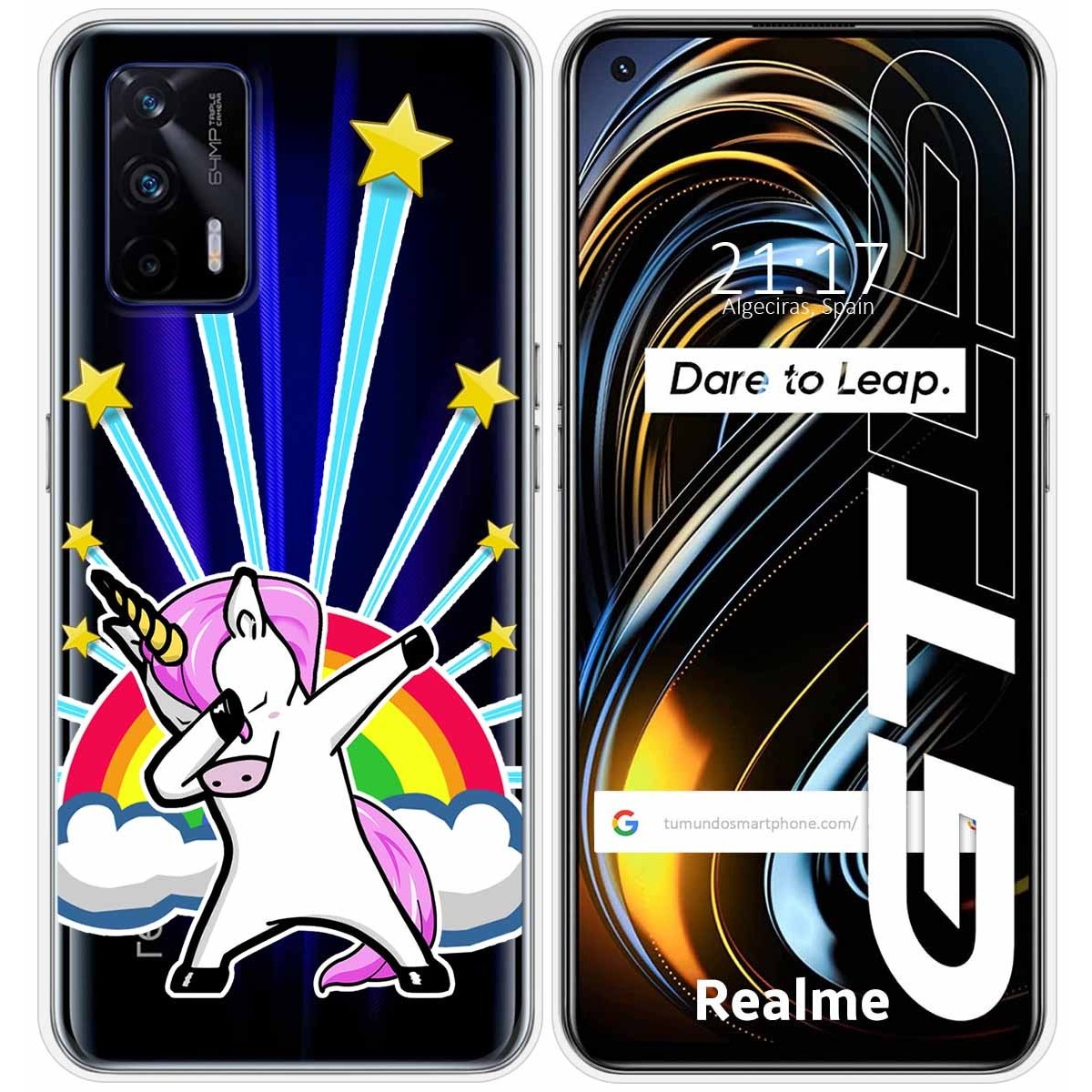 Funda Silicona Transparente para Realme GT 5G diseño Unicornio Dibujos
