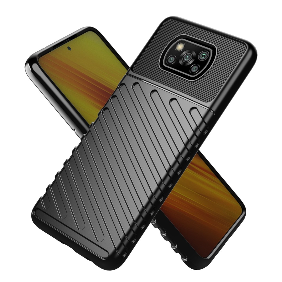 Funda Gel Flexible Thunder Armor Rugged para Xiaomi POCO X3 NFC / X3 Pro color Negra