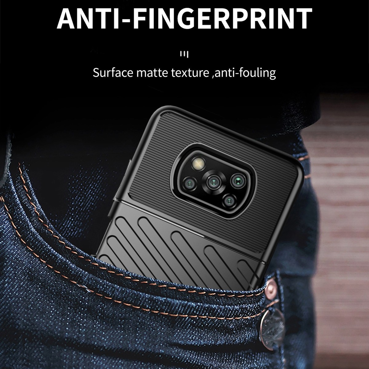 Funda Gel Flexible Thunder Armor Rugged para Xiaomi POCO X3 NFC / X3 Pro color Negra